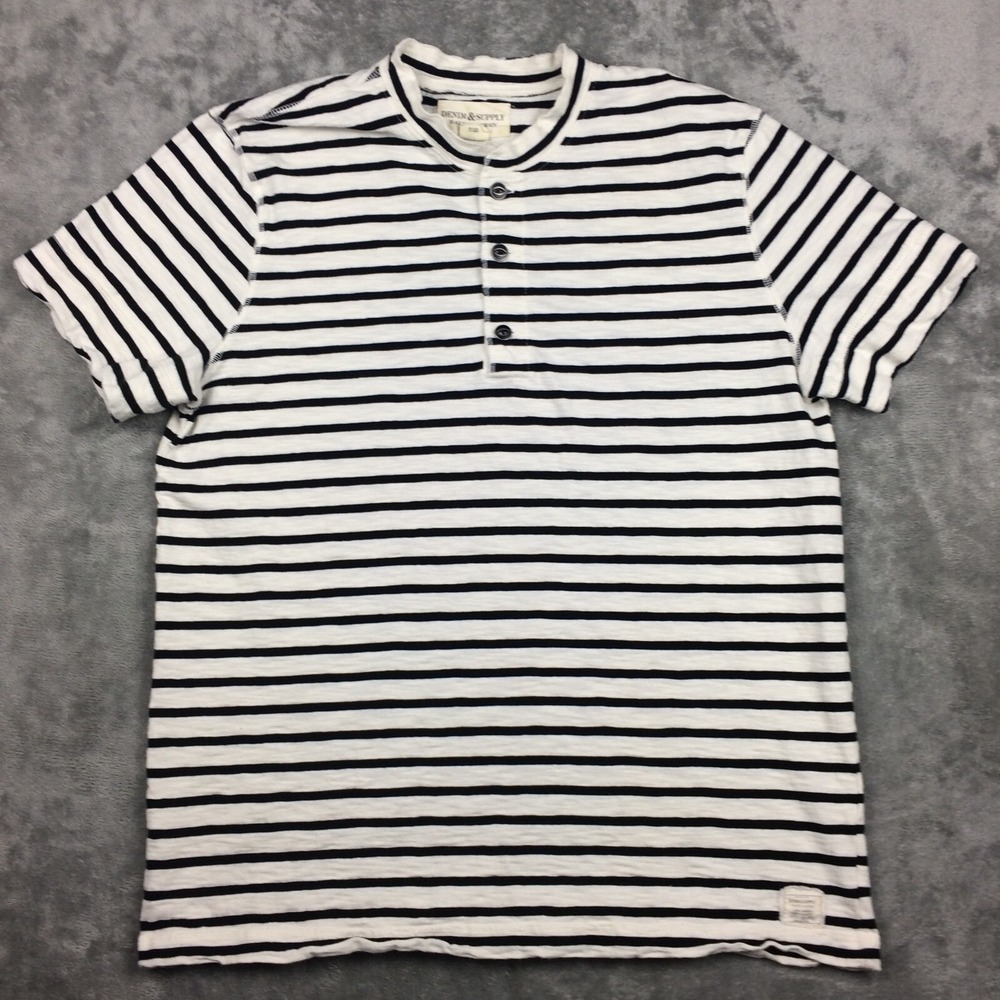 Denim Supply Ralph Lauren T Shirt Mens Extra Large Henley Stripes Cotton